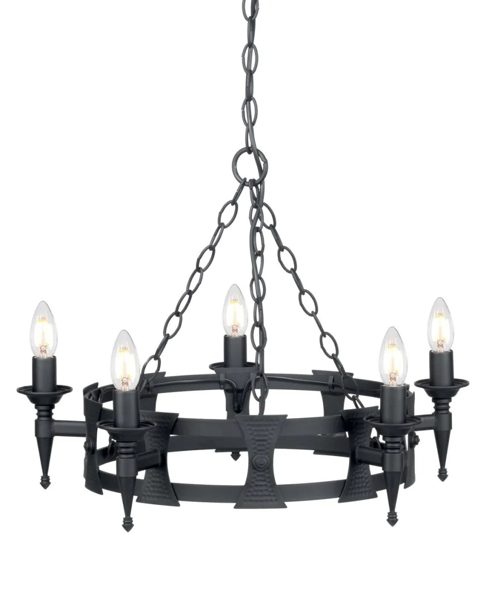 Kronleuchter CAMELOT 7 Schwarz kürzbar Ø52cm Lampe