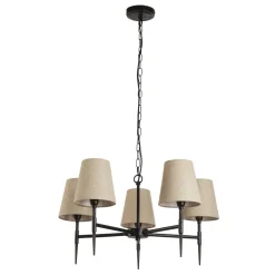 Kronleuchter 5-flammig Ø 66 cm Rustikal E14 Schwarz Creme