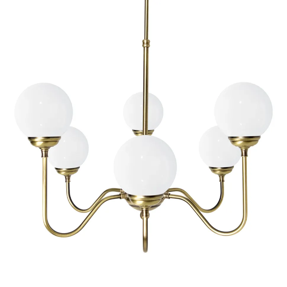 Kronleuchter 6-flammig E14 in Bronze hell glänzend Weiß