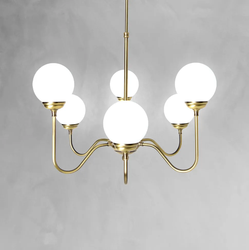 Kronleuchter 6-flammig E14 in Bronze hell glänzend Weiß