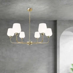 Kronleuchter Glas Messing Ø 81 cm 6x E27 verstellbar