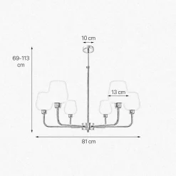 Kronleuchter Glas Messing Ø 81 cm 6x E27 verstellbar