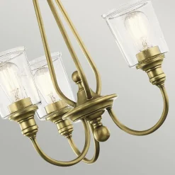 Kronleuchter Glas Metall in Messing Klar Jugendstil