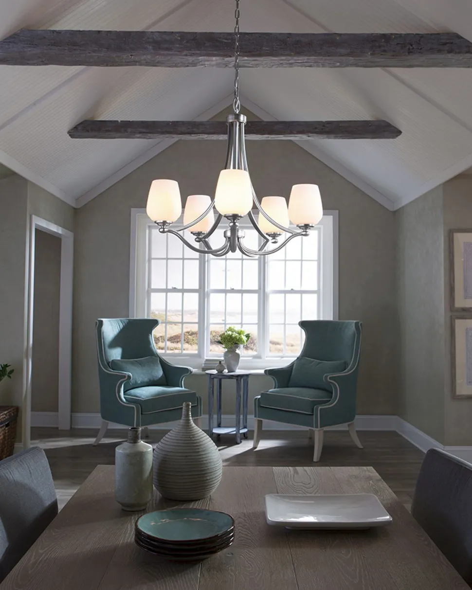 Kronleuchter Glas Schirm Metall Weiß Nickel Jugendstil