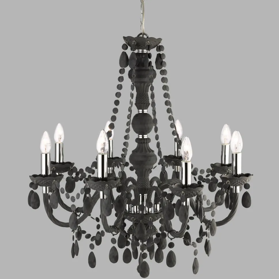 Kronleuchter Grau Ø 74 cm Glas Kristall 8x E14