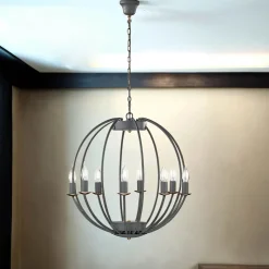 Kronleuchter Grau rund Ø 55 cm Metall 8x E14