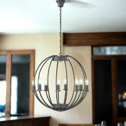 Kronleuchter Grau rund Ø 55 cm Metall 8x E14