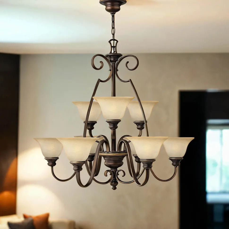 Kronleuchter Hängend Ø91cm Glas Schirm Landhaus