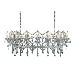 Kronleuchter in Chrom 14-flammig E14 L:128 cm länglich