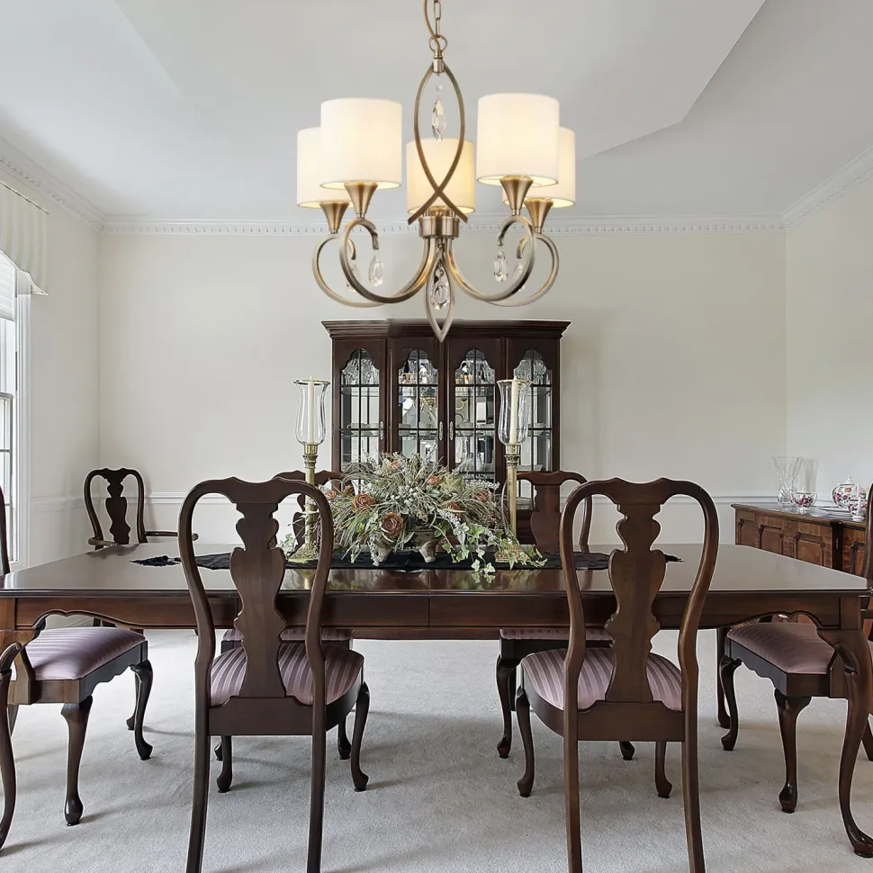 Kronleuchter in Messing Antik Natur 5-flammig E14 Ø 52 cm