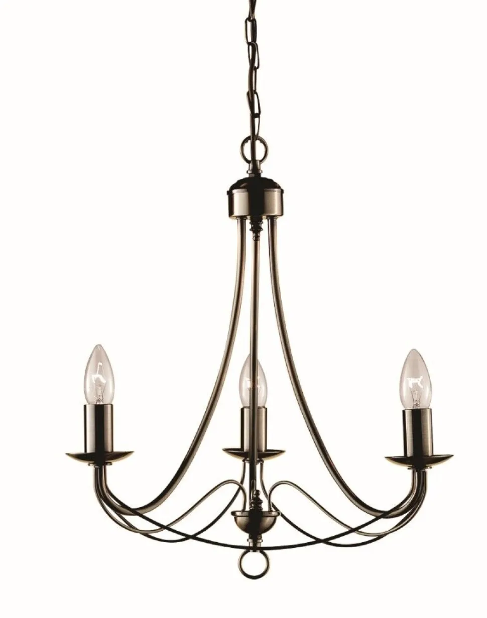 Kronleuchter in Messing Antik 3-flmg.