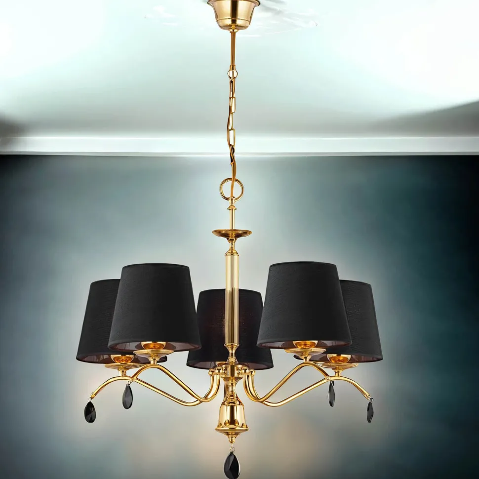 Kronleuchter in Messing Schwarz E27 dekorativ