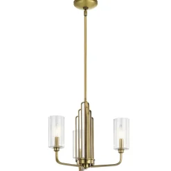 Kronleuchter Jugendstil 45,9 cm breit 3-flammig E14 in Messing