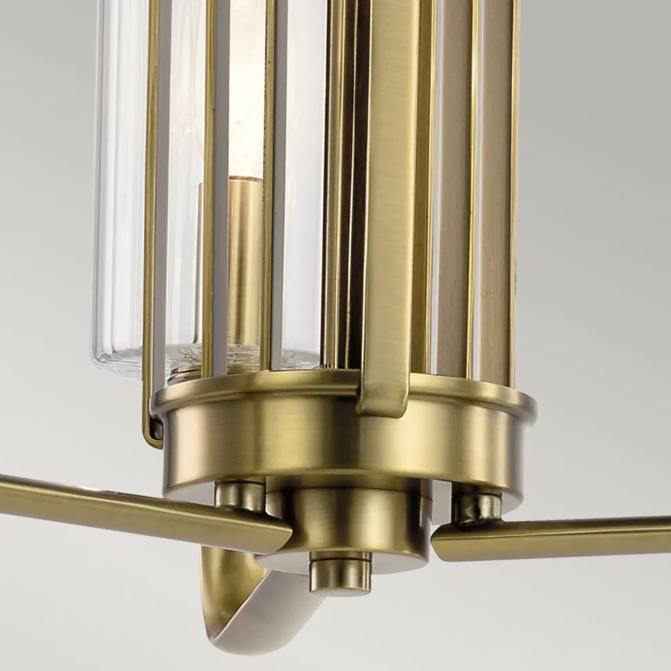 Kronleuchter Jugendstil 45,9 cm breit 3-flammig E14 in Messing