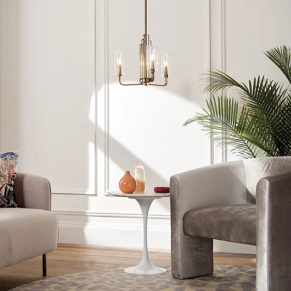 Kronleuchter Jugendstil 45,9 cm breit 3-flammig E14 in Messing