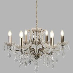 Kronleuchter Kristall Ø 70 cm Messing Antik 6-flammig E14