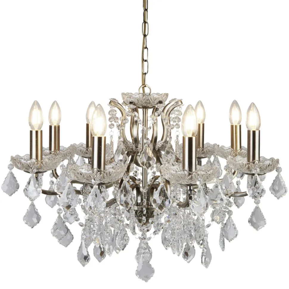 Kronleuchter Kristall Ø 70 cm in Messing Antik 8x E14