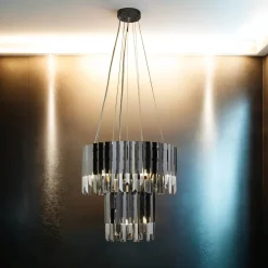 Kronleuchter Kristall G9 Schwarz Rauchgrau