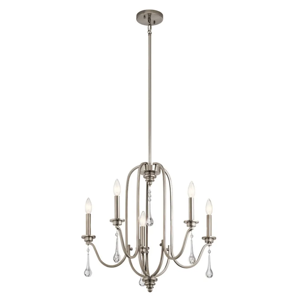 Kronleuchter Kristall Metall 61 cm breit 5x E14 Klassisch