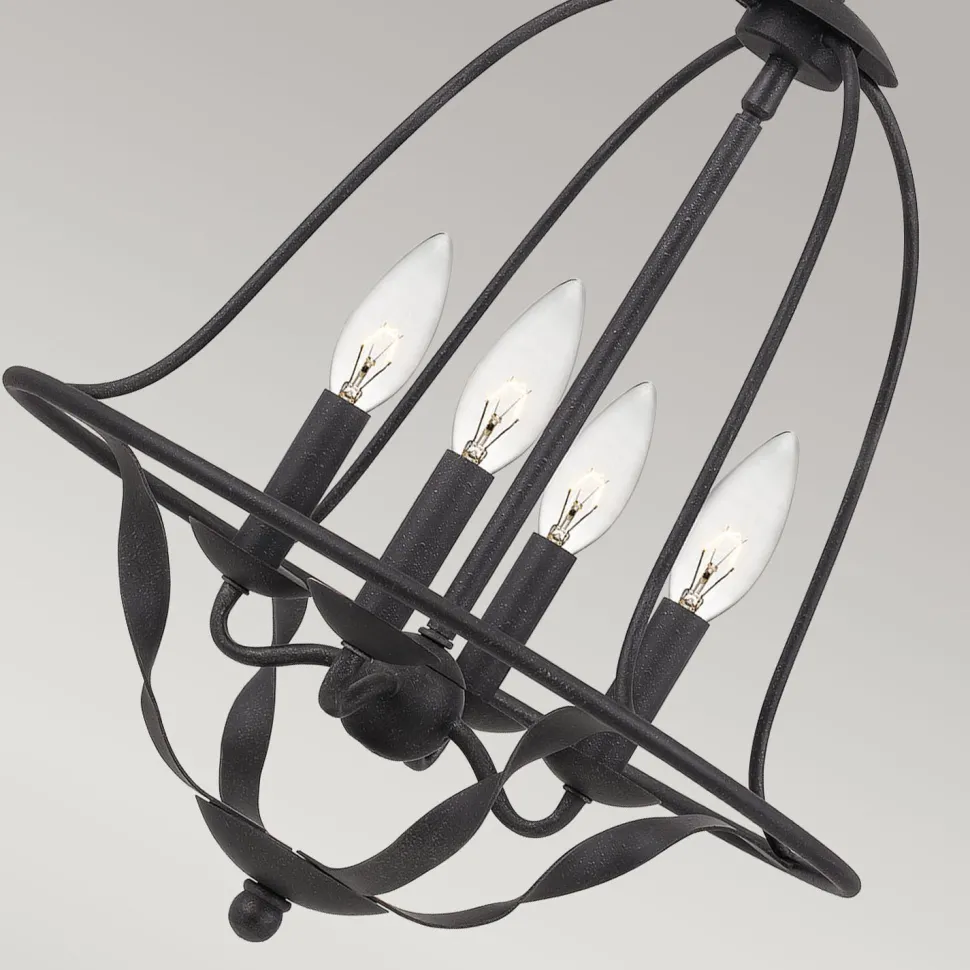 Kronleuchter Landhaus Rustikal Ø 40,5 cm Shabby Grau 4x E14