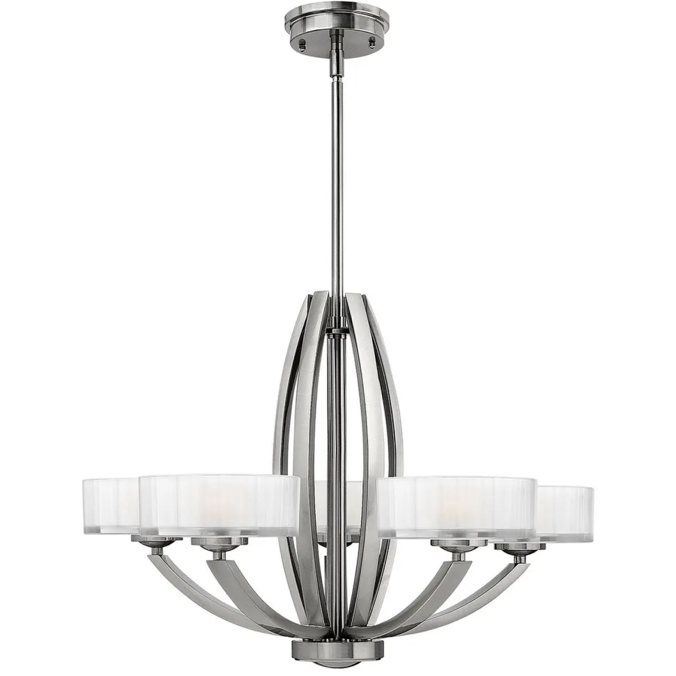 Kronleuchter LOU Nickel Weiß 5xE27 Modern Lampe