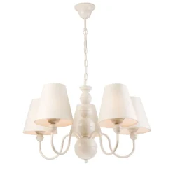 Kronleuchter MADISYN Weiß Stoff 5-flmg Esszimmer