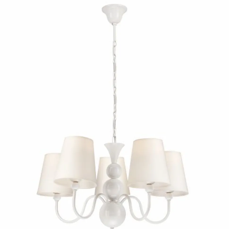 Kronleuchter MADISYN Weiß Stoff 5-flmg Esszimmer