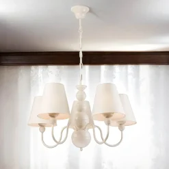 Kronleuchter MADISYN Weiß Stoff 5-flmg Esszimmer