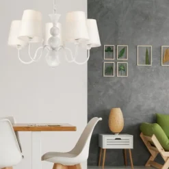 Kronleuchter MADISYN Weiß Stoff 5-flmg Esszimmer