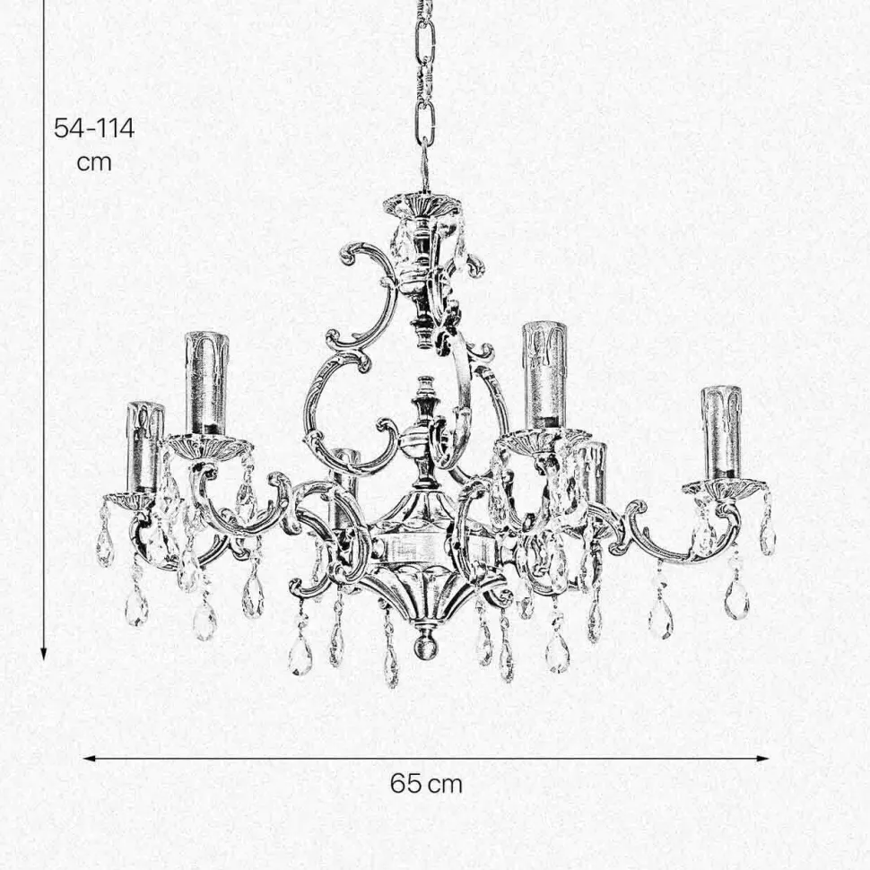 Kronleuchter Messing Kristall Ø 65 cm 6-flammig E14 in Bronze