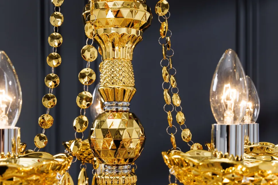 Kronleuchter Metall Acryl L:80 cm E14 Kerzen Klassisch