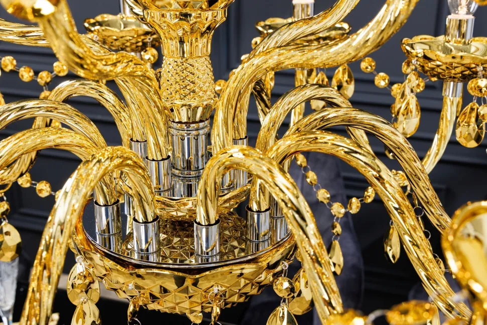 Kronleuchter Metall Acryl L:80 cm E14 Kerzen Klassisch