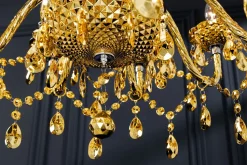 Kronleuchter Metall Acryl L:80 cm E14 Kerzen Klassisch