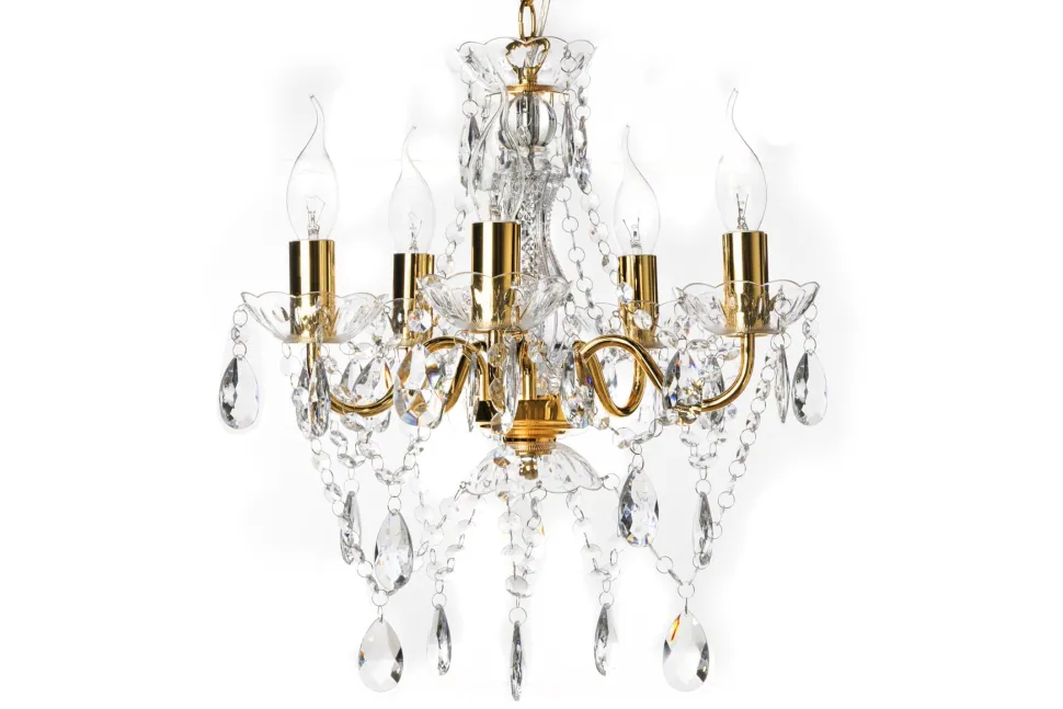 Kronleuchter Metall Acryl Kerzen 5-flammig E14