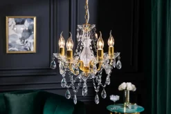 Kronleuchter Metall Acryl Kerzen 5-flammig E14