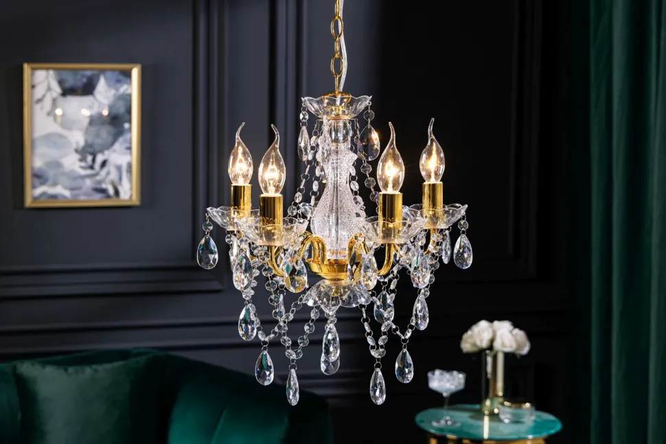 Kronleuchter Metall Acryl Kerzen 5-flammig E14