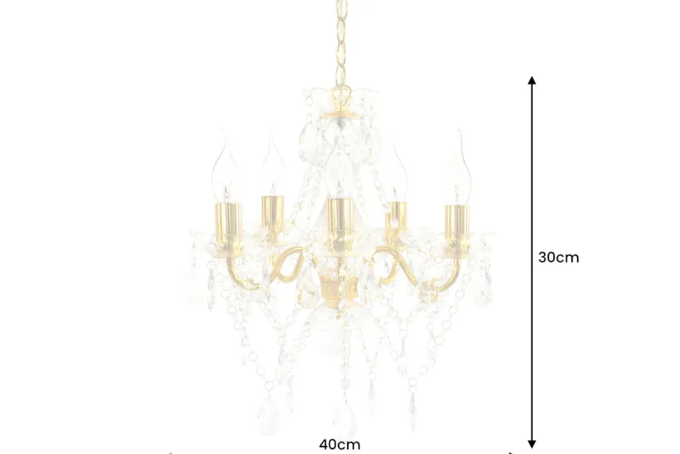 Kronleuchter Metall Acryl Kerzen 5-flammig E14