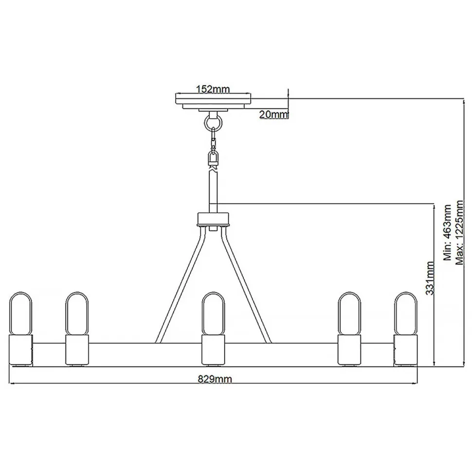 Kronleuchter Metall E27 D: 82,9 cm H: max. 122,5 cm