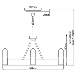 Kronleuchter Metall E27 rund Ø 54,9 cm in Zink Messing antik