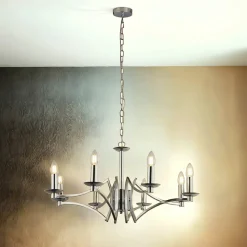 Kronleuchter Metall 8-flammig E14 Chrom Ø 72 cm AMANDA