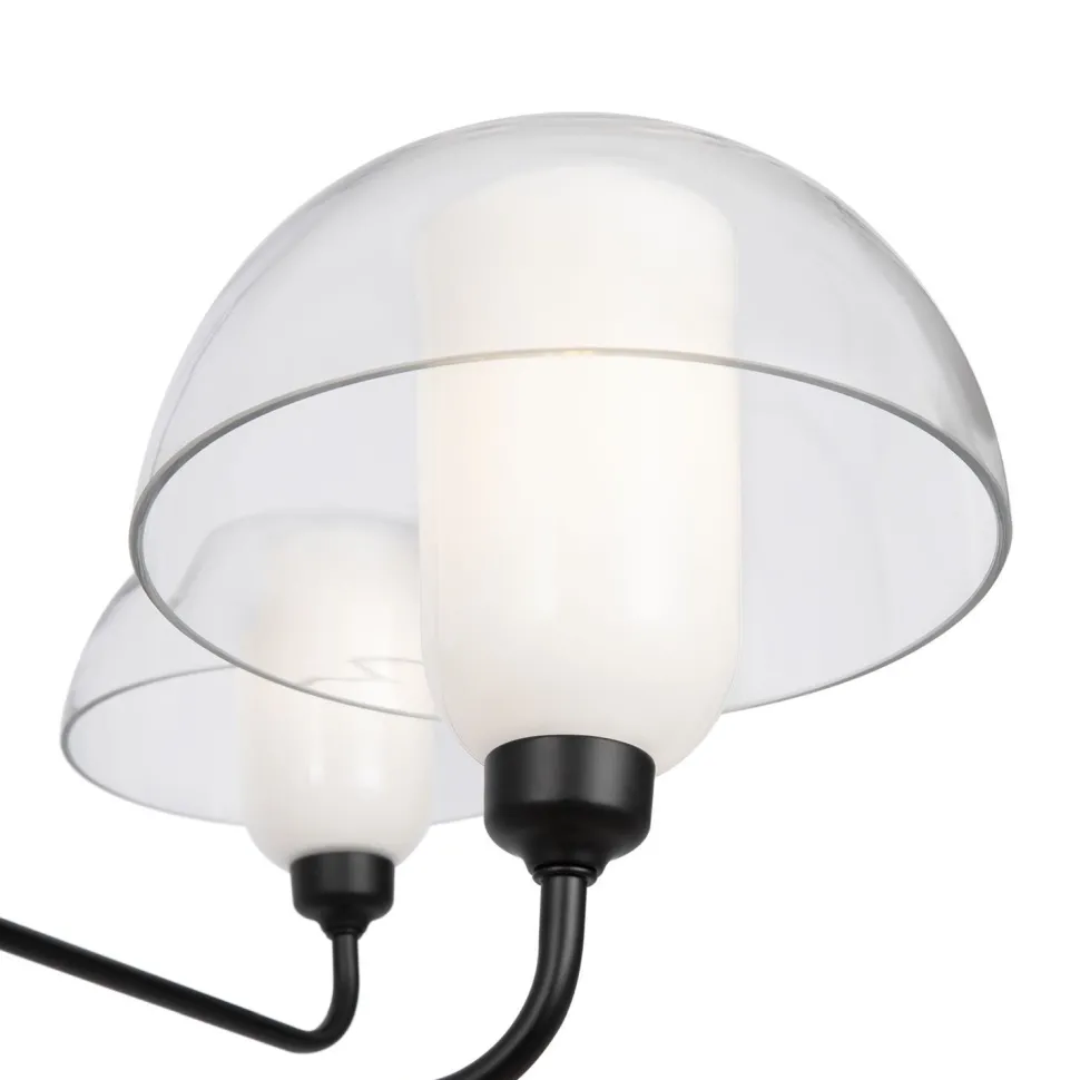 Kronleuchter Metall Glas E14 90,6 cm breit Schwarz Weiß