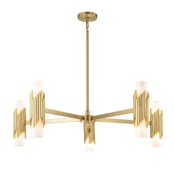 Kronleuchter Metall Glas E14 B: 106,7 cm in Messing antik Weiß