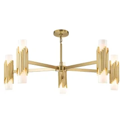 Kronleuchter Metall Glas E14 B: 106,7 cm in Messing antik Weiß