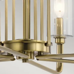 Kronleuchter Metall Glas B: 68,6 cm Art Déco in Messing CLAVA