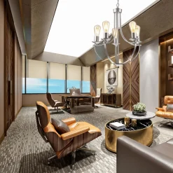 Kronleuchter Metall in Silber 5-flammig E27 Ø 45 cm Rustikal