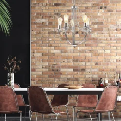 Kronleuchter Metall in Silber 5-flammig E27 Ø 45 cm Rustikal