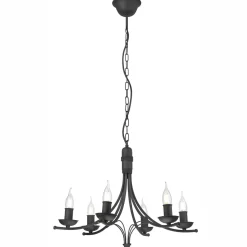 Kronleuchter Metall Rustikal 6-armig E14 Schwarz