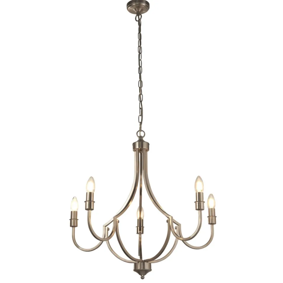 Kronleuchter Metall Rustikal Ø 65 cm in Silber 5-armig E14