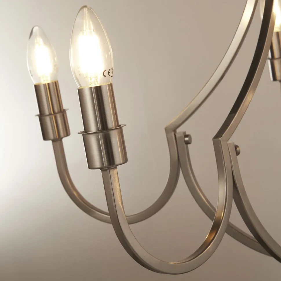 Kronleuchter Metall Rustikal Ø 65 cm in Silber 5-armig E14