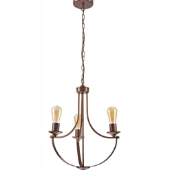 Kronleuchter Metall Rustikal Ø 42 cm 3-armig E27 Braun